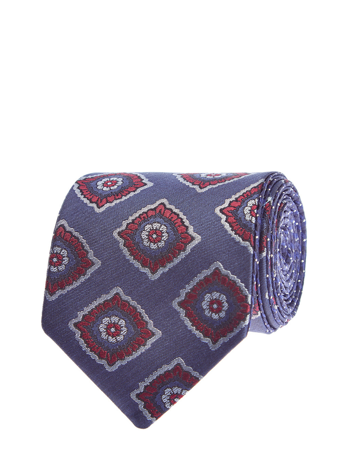 Шелковый галстук с потайной отделкой в строгом стиле CANALI, цвет мульти, размер 40;41;42;43;44;45 - фото 1